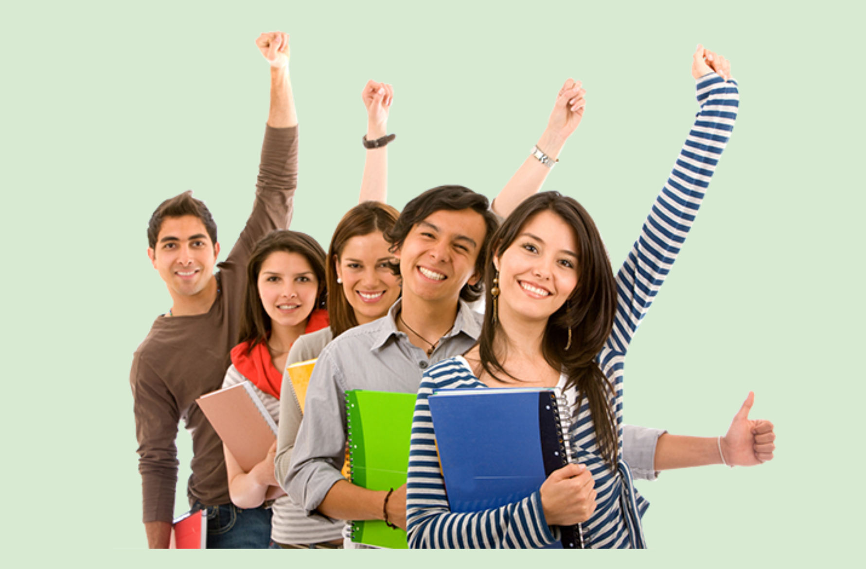 Happy students of e-learning course after using online software and LMS