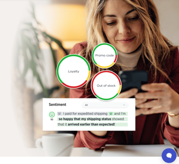 Online customer chatting with AI bot that is leading her to purchase